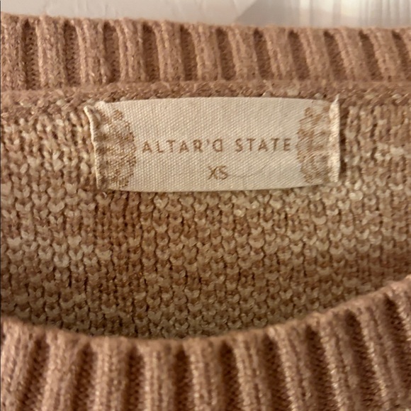 Altar'd State Plaid Beige Cropped Sweater - Picture 2 of 6